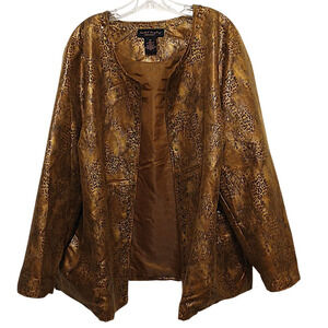 Isabel Hayley Special Occasion Jacket Plus Sz 2X Animal Print Golden Brown Party
